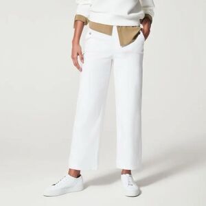 New Spanx Stretch Twill Cropped Wide Leg - White Sz M